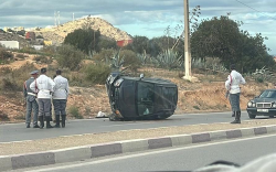 انقلاب سيارة على الطريق الوطنية رقم 2 بجماعة اجدير