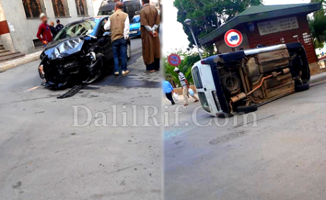 اصابات في اصطدام سيارتين وسط مدينة الحسيمة (صور)