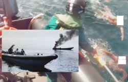 انقاذ 4 مهربين للمخدرات احترق قاربهم اثناء مطاردة للبحرية الاسبانية