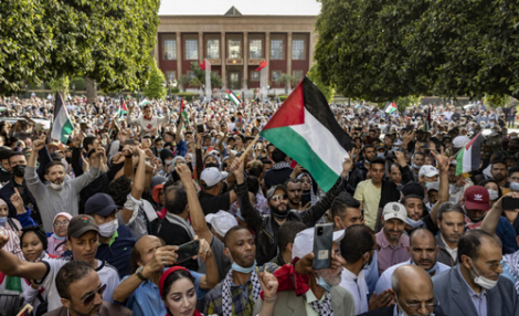 الالاف يتظاهرون في الرباط دعما للشعب الفلسطيني