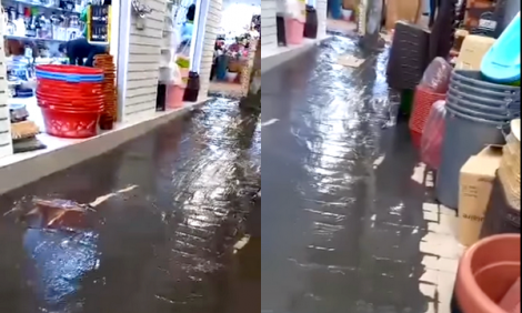 مياه الصرف الصحي تستقبل التجار بسوق الثلاثاء اليومي بالحسيمة (فيديو)